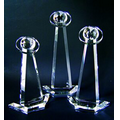 11" Globe Tower Optical Crystal Award w/ Trapezoid Base